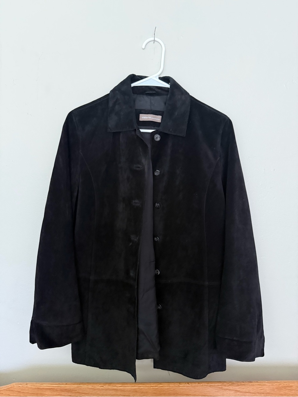 Suede Black Button-Front Leather Jacket